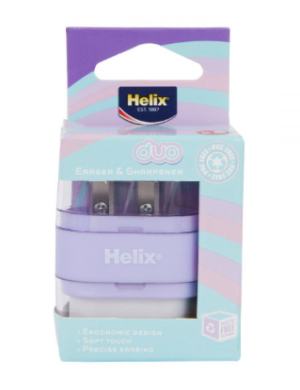 Helix Duo Sharpener And Eraser 2 Hole – Pastel Purpel 